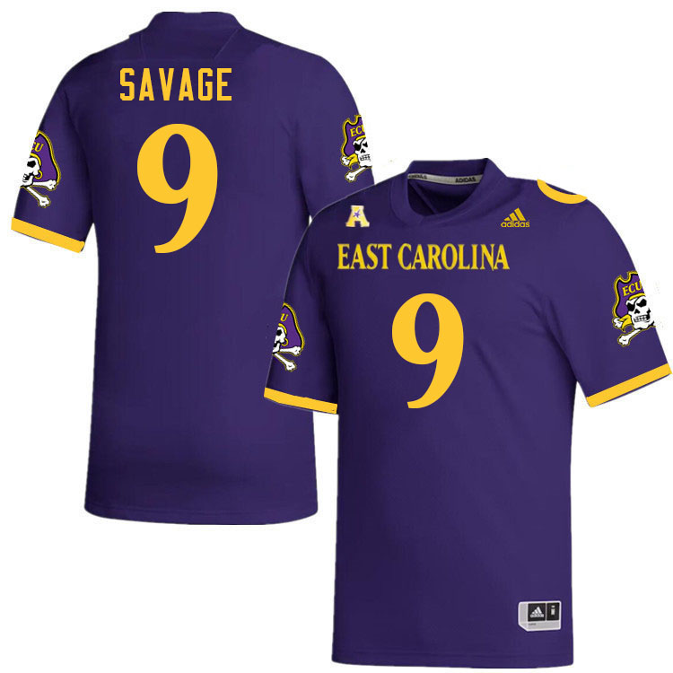 Men #9 Tyler Savage ECU Pirates 2023 College Football Jerseys Stitched-Purple